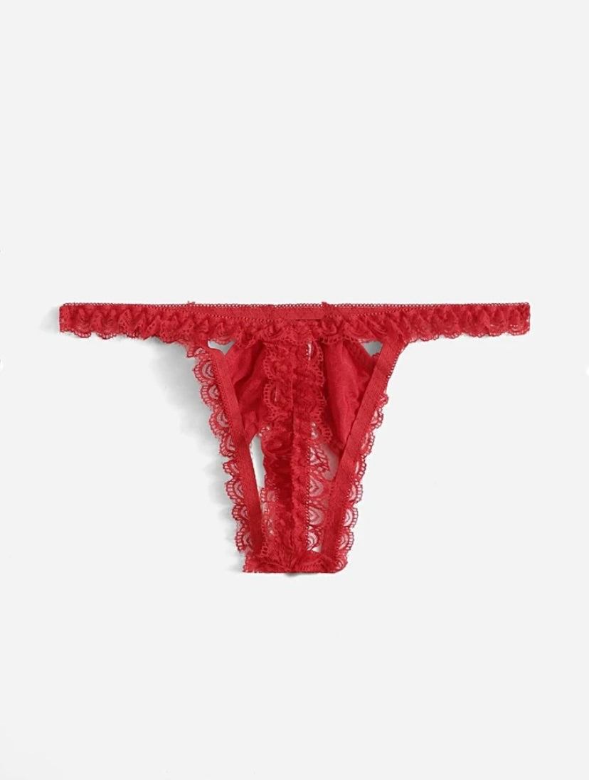Tanga con abertura y perlas